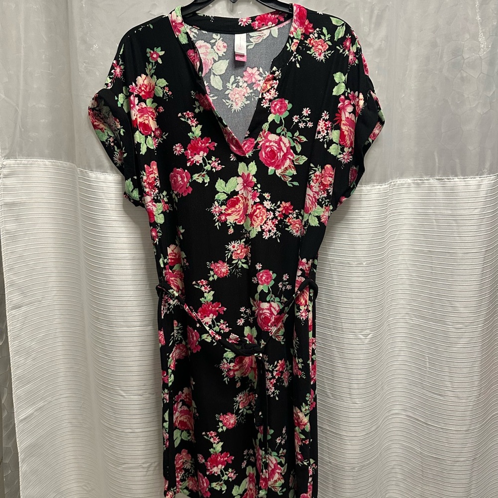 No Boundaries Black and Pink Floral Maxi Dress